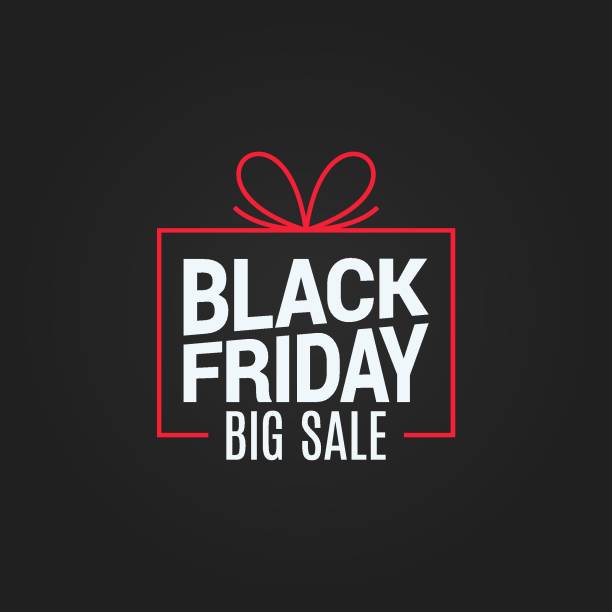 Black Friday Sale Gift Box On Black Background 8 Eps